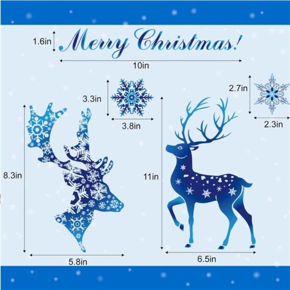273 Pcs Reindeer Elk Snowflake Window Decals Static Stickers for Glass - Picture 5 of 7